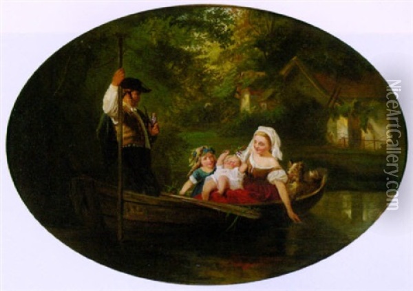 Junge Familie Im Nachen Auf Dem Stillen Fluss Oil Painting - Franz Kels