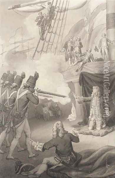 The execution of Admiral John Byng, 14th March, 1757 Oil Painting - John the Elder Cleveley