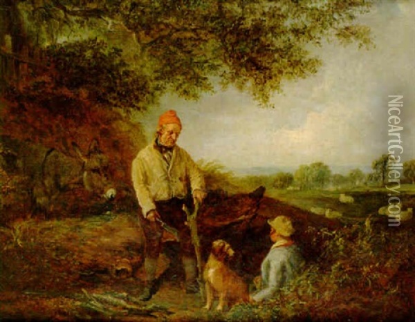 The Woodman Oil Painting - Edmund Bristow