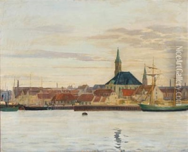 View From Christianshavn In Copenhagen Oil Painting - Johan Rohde