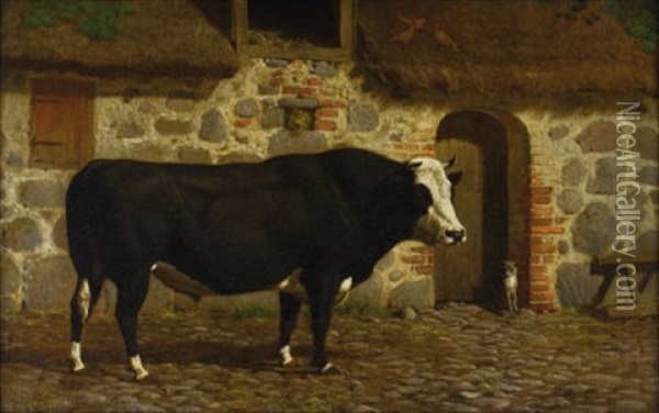 Standing Bull Oil Painting - Carl Henrik Bogh