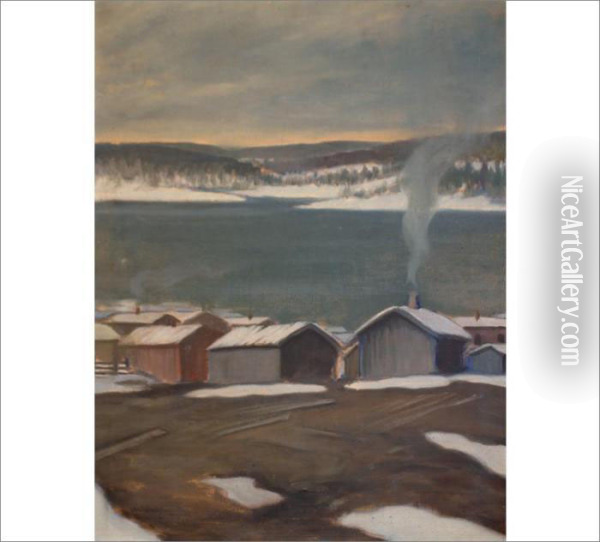 Dawn Of Winter In Southern Karelia Oil Painting - Vaino Hamalainen