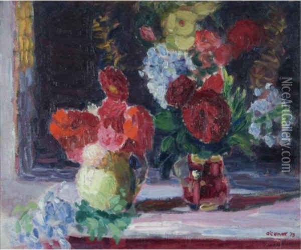 Geraniums And Peonies Oil Painting - Roderic O'Conor