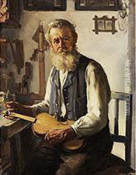 Der Geigenbauer In Seiner Werkstatt Oil Painting - Friedrich Anton Otto Prolls