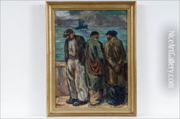 Miehia Rannassa - Man Vid Stranden Oil Painting - Hagelstam Hjalmar