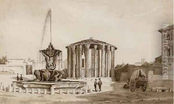 View of the Temple of Vesta, Tivoli Oil Painting - William Leighton Leitch