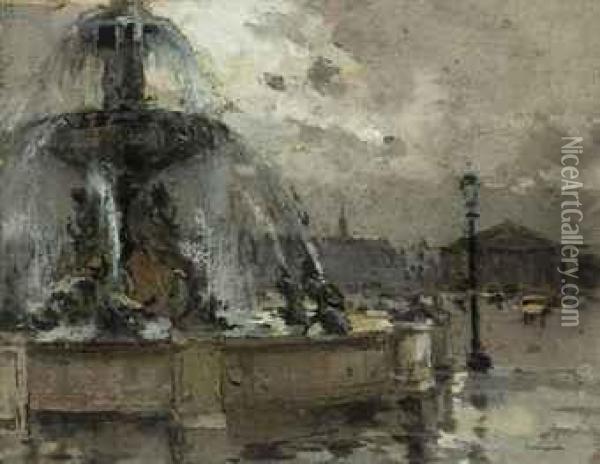 Place De La Concorde Oil Painting - Ferdinand Jean Luigini