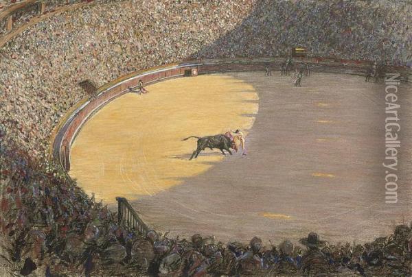 The Bull Fight Oil Painting - Cecil Charles Aldin