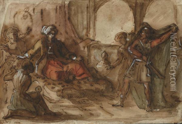 Illustration Pour 'le Corsaire' De Lord Byron Oil Painting - Auguste De Creuse