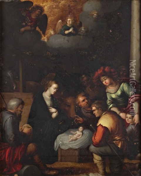Adoration Des Bergers Oil Painting - Ambrosius Francken the Elder