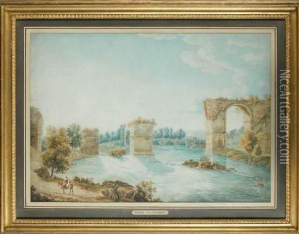 Vue D'un Pont En Ruine Oil Painting - Franz Keiserman
