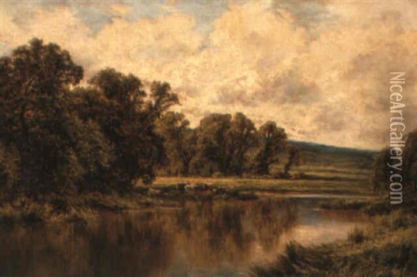 Sleeping Waters Near Wargrave On Thames Oil Painting - Henry H. Parker