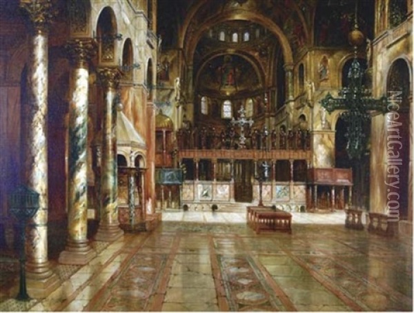 Interior, St. Mark's, Venice Oil Painting - Frank Le Brun Kirkpatrick