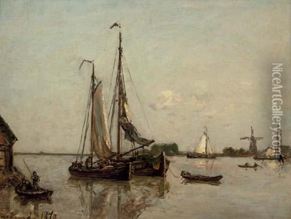 Sailing On A Sunny Day Oil Painting - Johan Barthold Jongkind