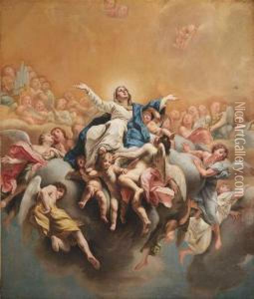 The Assumption Of Mary. Oil/canvas/canvas Oil Painting - Francesco Migliori