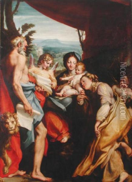 Madonna Col Bambino, S. Girolamo E La Maddalena Oil Painting - Sir David Wilkie