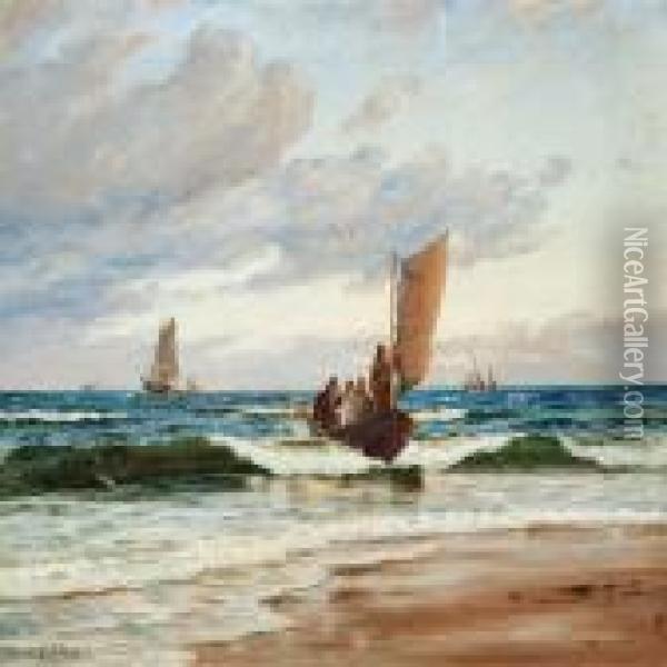 Fishing Boat On The Beach Oil Painting - Carl Locher