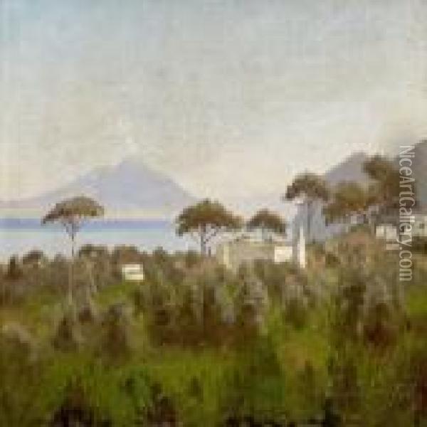 View From Sorrento Oil Painting - Eiler Rasmussen-Eilersen
