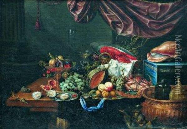Nature Morte De Fruits Et De Crustaces Oil Painting - Andries, Andrea Benedetti