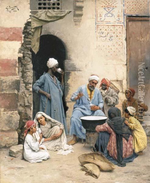 The Sahleb Vendor, Cairo Oil Painting - Ludwig Deutsch