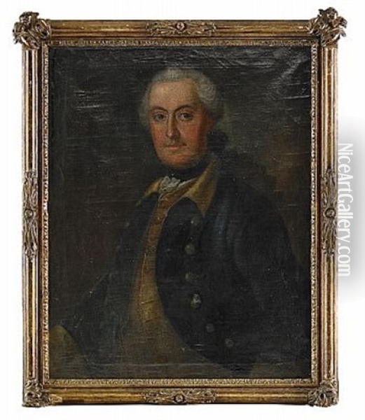 Portratt Forestallande Oversten Och Adelsmannen Hans Leonard Drake Af Hagelsrum, Ikladd Uniformsrock Oil Painting - Johan Stalbom
