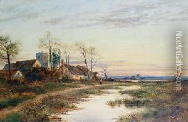 Landscapes At Sunset, A Pair Oil Painting - John Henry Boel