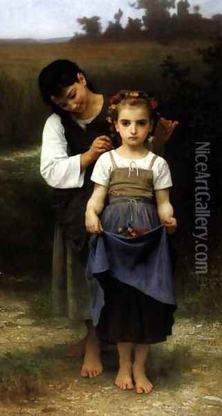 Crown of Flowers Oil Painting - William-Adolphe Bouguereau