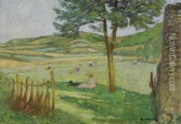  La Fenaison, 1942 (dourzac - Tarn)  Oil Painting - Eugene Antoine Durenne