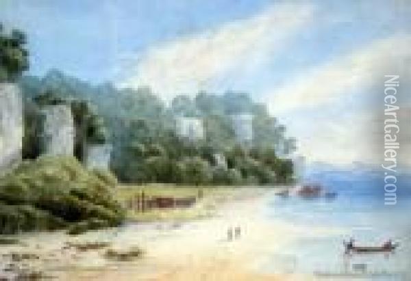 Limestone Cliffs, Pokerua Bay, Motupipi Oil Painting - Karl Kaufmann
