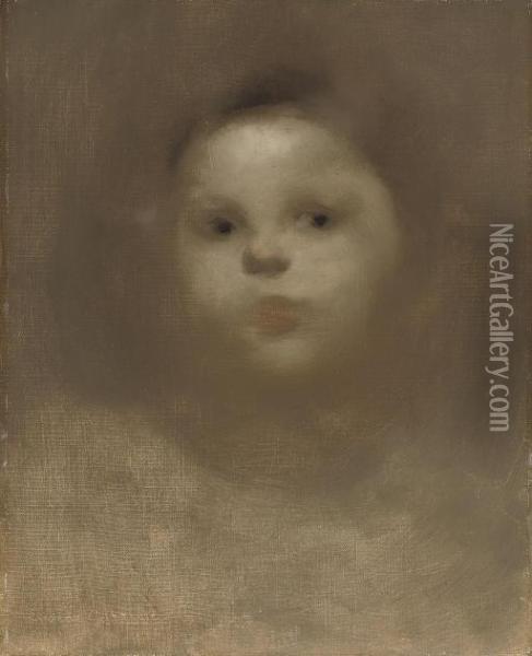 Portrait Of The Artist's Child Oil Painting - Eugene Carriere
