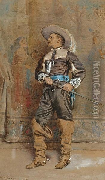 A Cavalier Oil Painting - George Goodwin Kilburne