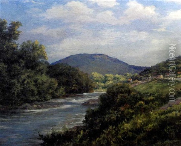 River Landscape With Distant Mountains Oil Painting - Edmund Henry Osthaus