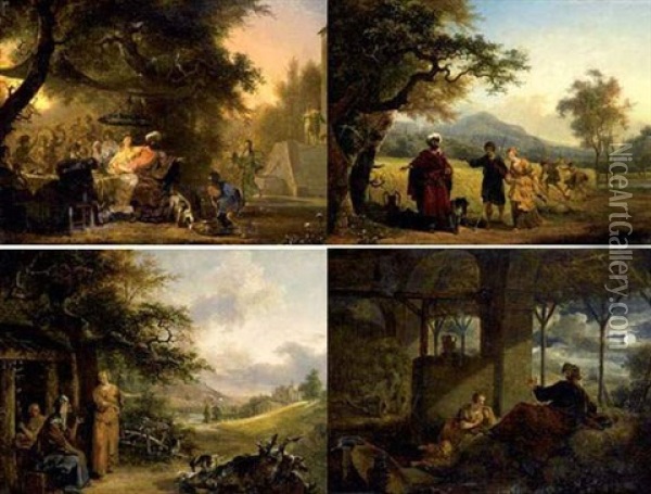 Scenes De L'histoire De Ruth Et Booz (+ 3 Others; 4 Works) Oil Painting - Jean-Louis Demarne