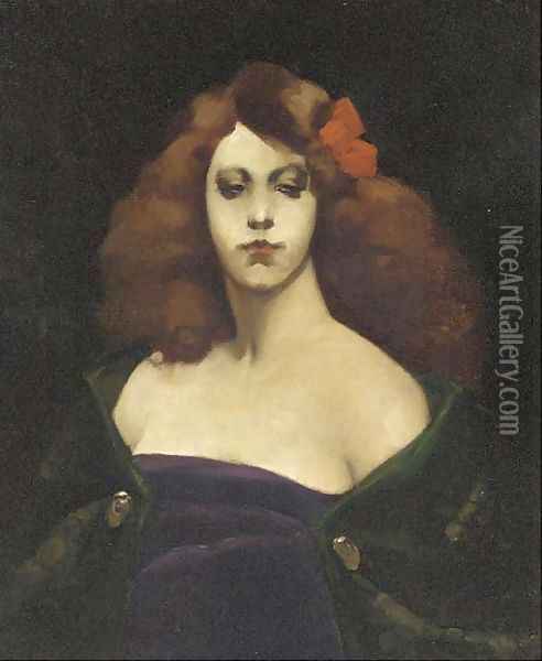 The red bow Oil Painting - Thomas Cooper Gotch