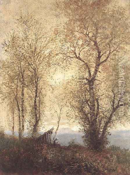 Landscape at Autumn 1890s Oil Painting - Laszlo Mednyanszky