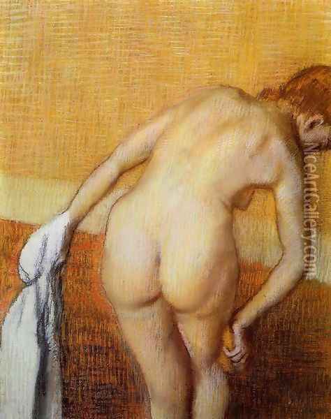 Woman Having a Bath Oil Painting - Edgar Degas