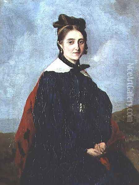 Alexina Ledoux, c.1840 Oil Painting - Jean-Baptiste-Camille Corot