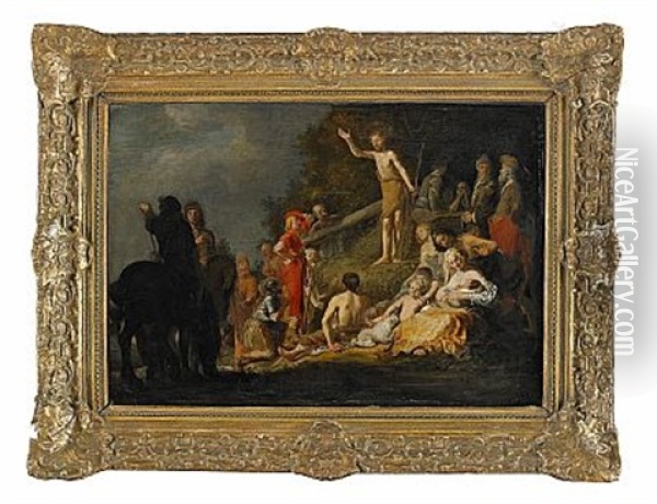 Johannes Doparens Predikan Oil Painting - Nikolaus Knuepfer