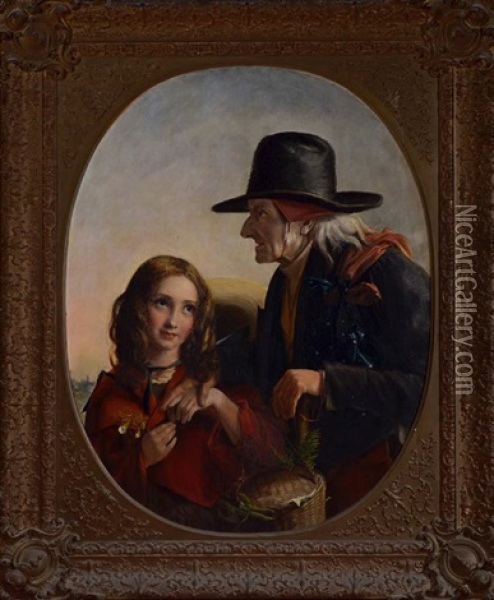 Little Nell & Her Grandfather Oil Painting - Edward William John Hopley