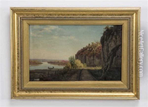 Railroad Near Lake Oil Painting - Thomas Hill
