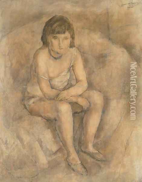 Jeune femme assise Oil Painting - Jules Pascin