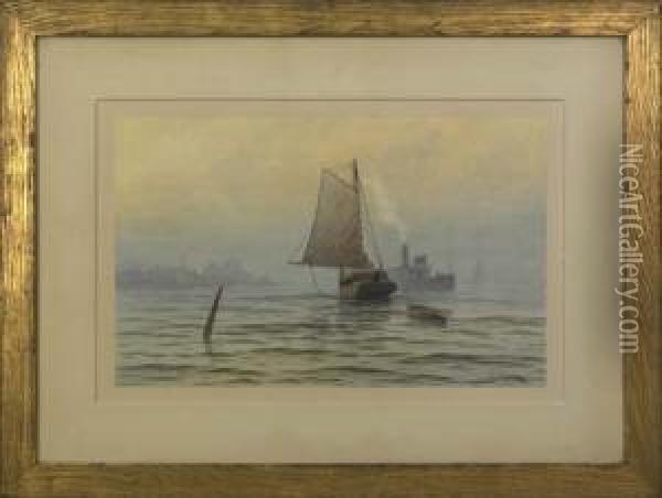 Watercolor Seascape Oil Painting - George Emerick Essig
