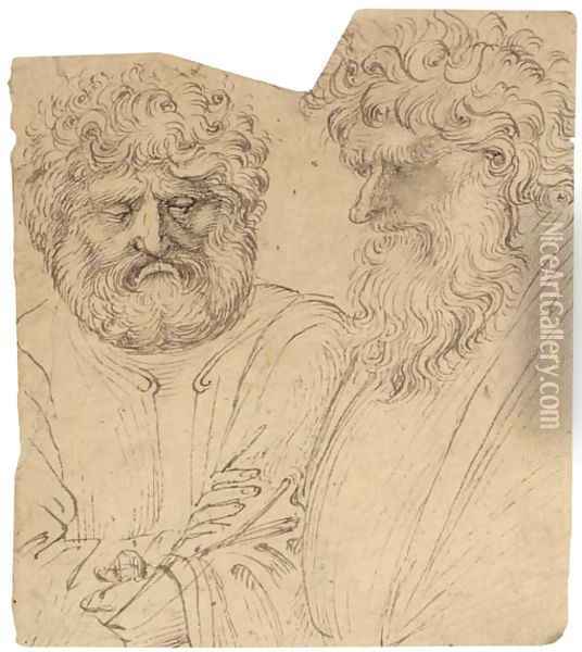 Two heavily bearded men, half-length Oil Painting - Verona Stefano Di Giovanni Da