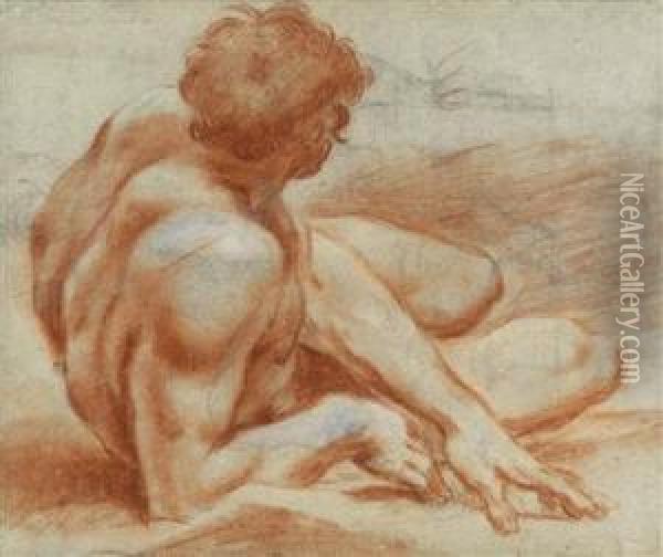 Male Nudereclining Oil Painting - Lodovico Carracci