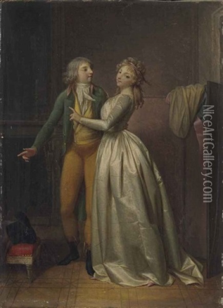 Couple Dans Un Interieur Oil Painting - Henri Nicolas Van Gorp