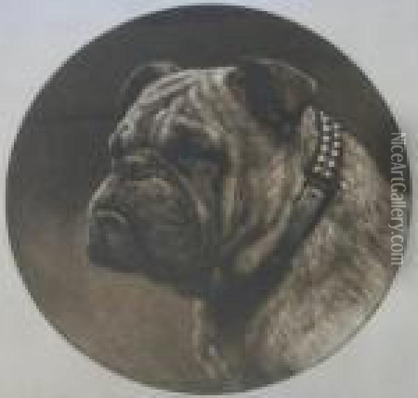 A British Bulldog Oil Painting - Herbert Thomas Dicksee