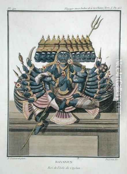 Ravana, demon king of Ceylon, from Voyage aux Indes et a la Chine by Pierre Sonnerat, engraved by Poisson, published 1782 Oil Painting - Pierre Sonnerat