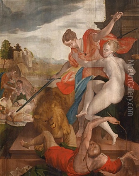 Triumph Der Justitia (alte Pinakothek, Munchen) Oil Painting - Hans Von Aachen