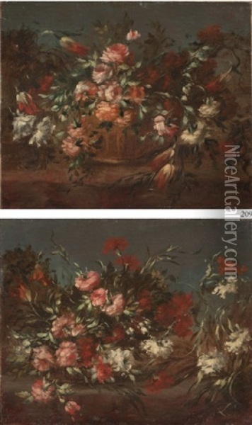 Vaso Di Fiori (2 Works) Oil Painting -  Pseudo Guardi