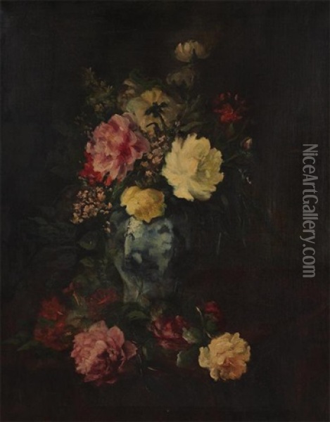 Still Life With Flowers Oil Painting - Jules Felix Ragot